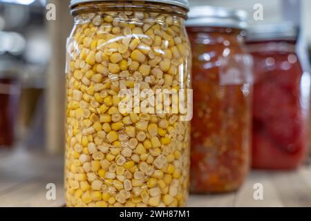 Dose Whole Kernel Corn auf der Farm-Show in Pennsylvania, bereit für die Beurteilung Stockfoto