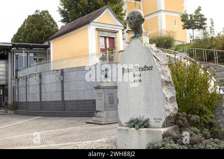 Anton Bruckner, Denkmal, Ansfelden, Oberösterreich, Österreich Stockfoto