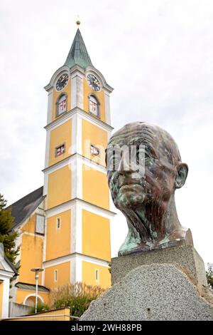 Anton Bruckner, Denkmal, Ansfelden, Oberösterreich, Österreich Stockfoto