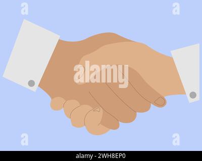 Geschäftsvereinbarung oder Annahme eines Geschäftsabschlusskonzepts, Handshake zwischen Kunden oder bei Interviews, Illustration im Cartoon-Stil Stock Vektor