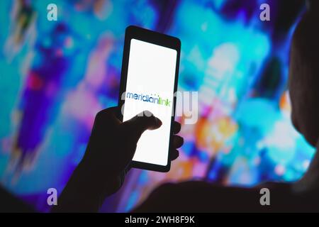 Brasilien. Februar 2024. In dieser Abbildung wird das MeridianLink-Logo auf einem Smartphone-Bildschirm angezeigt. (Foto von Rafael Henrique/SOPA Images/SIPA USA) *** ausschließlich für redaktionelle Nachrichten *** Credit: SIPA USA/Alamy Live News Stockfoto