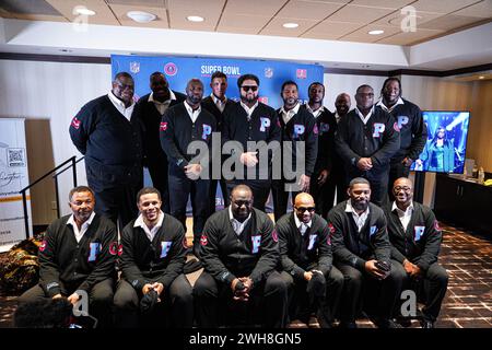 Las Vegas, Nevada, USA, 7. Februar, posiert der NFL Gospel Choir für Fotos im Hintergrund während der 25. Jährlichen Super Bowl Soulfoul Celebration im Palms Resort in Las Vegas, Nevada. (Foto: Marty Jean-Louis/Alamy Live News Stockfoto