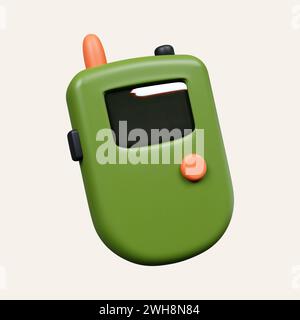 3D-Funkkommunikation. Elemente für Camping, Wandern, Sommercamp, Reisen, Reise. Symbol isoliert auf weißem Hintergrund. 3D-Darstellung Stockfoto