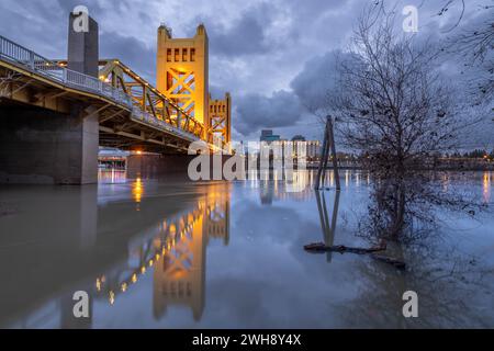 Altstadt von Sacramento bei Sonnenaufgang Stockfoto