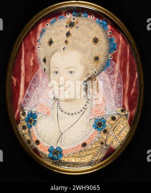 Porträt der Königin Anne von Dänemark im Studio von Nicholas Hilliard um 1575 Stockfoto