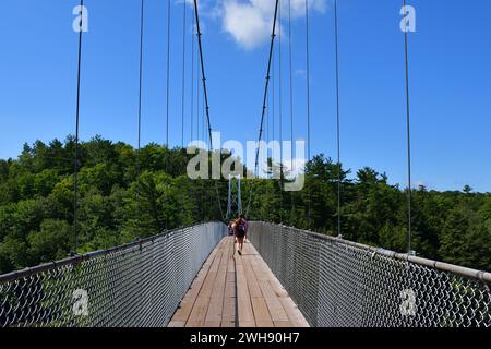 Hängebrücke, Parc des Chutes de la Chaudiere, 113 Meter lange Québec Stockfoto