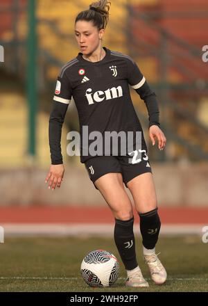 Biella, Italien. Februar 2024. Viola Calligaris von Juventus während des Coppa Italia Femminile Matches im Stadio Vittorio Pozzo, Biella. Der Bildnachweis sollte lauten: Jonathan Moscrop/Sportimage Credit: Sportimage Ltd/Alamy Live News Stockfoto