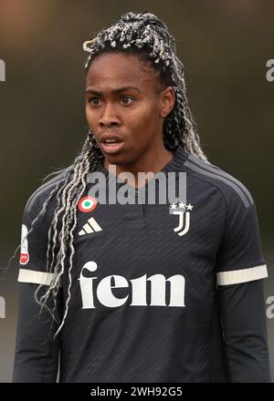 Biella, Italien. Februar 2024. Lindsey Thomas von Juventus während des Coppa Italia Femminile Matches im Stadio Vittorio Pozzo, Biella. Der Bildnachweis sollte lauten: Jonathan Moscrop/Sportimage Credit: Sportimage Ltd/Alamy Live News Stockfoto