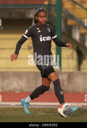 Biella, Italien. Februar 2024. Lindsey Thomas von Juventus während des Coppa Italia Femminile Matches im Stadio Vittorio Pozzo, Biella. Der Bildnachweis sollte lauten: Jonathan Moscrop/Sportimage Credit: Sportimage Ltd/Alamy Live News Stockfoto