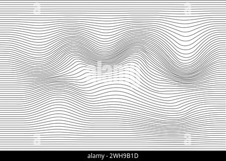 Dünne Wellenlinien nahtloses Muster. Wiederholbares, wellenförmiges Zickzack-Linien-Vektormuster. Stock Vektor