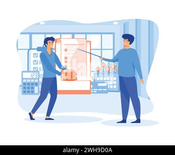 Gehaltseinkommen - Konzept. Jährliche Bonuszahlung. Papierzahlung, Taschenrechner und Vorlage für Web-Landing-Page. Moderne Illustration des flachen Vektors Stock Vektor
