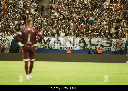 Manaus, Brasilien. Februar 2024. Spiel zwischen Vasco/RJ und Audax/RJ für die Campeonato Carioca in der Arena da Amazônia in Manaus (MORGENS) am Donnerstagabend (8). Quelle: Sandro Pereira/FotoArena/Alamy Live News Stockfoto