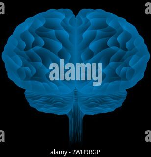 Brain Human Blue Glow futuristisches Hologramm oder holographisches Design, künstliche Intelligenz Konzept mit Stockfoto