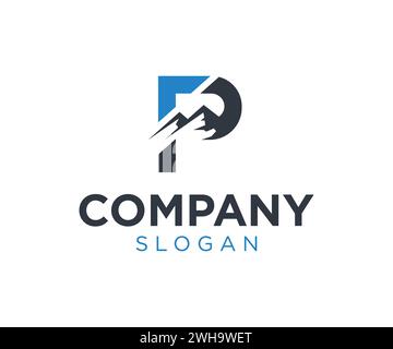 Letter P Mountain Logo Design für Unternehmen Stock Vektor