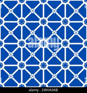Eine Illustration eines weißen und blauen kaleidoskopischen Hintergrunds Stockfoto