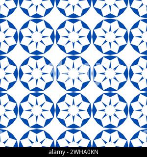 Eine Illustration eines weißen und blauen kaleidoskopischen Hintergrunds Stockfoto