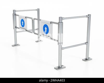 Treppe und Geländer isoliert auf weißem Hintergrund. 3D-Abbildung Stockfoto