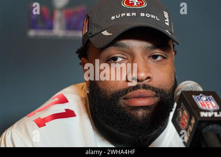 Henderson, Nevada, USA, 8. Februar 2024, 49ers Tackle Trent Williams während der Pre Super Bowl Press Conference (Foto: Marty Jean-Louis/Alamy Live News) Stockfoto