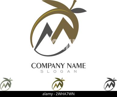 M Letter Olive Logo Vorlage Vektor Illustration Stock Vektor