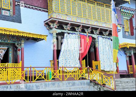 Eingangstür, buddhistisches Kloster Pemayangtsi, Pemayangtse, Pelling, Sikkim, Indien, Asien Stockfoto