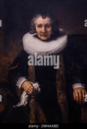 Rembrandt, Porträt von Margaretha de Geer, Ehefrau von Jacob Trip, 1661, Öl auf Leinwand, National Gallery, London, England, Großbritannien Stockfoto