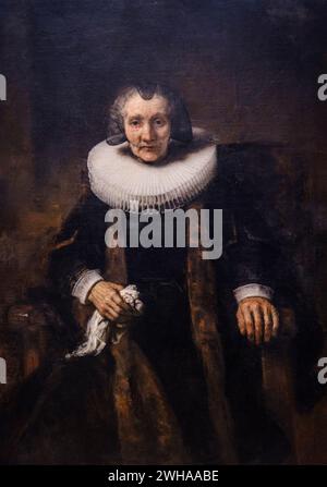 Rembrandt, Porträt von Margaretha de Geer, Ehefrau von Jacob Trip, 1661, Öl auf Leinwand, National Gallery, London, England, Großbritannien Stockfoto