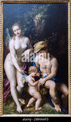 Correggio, Venus mit Merkur und Amor ('die Schule der Liebe'), 1525, Öl auf Leinwand, National Gallery, London, England, Großbritannien Stockfoto