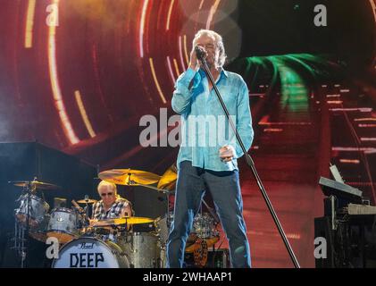 Stuttgart GER, Rockband Deep Purple auf den JazzOpen in Stuttgart 2023. Im Bild Frontmann Ian Gillian. Deutschland, Stuttgart - JazzOpen 2023: Die britische Kultband Deep Purple mit Frontmann Ian Gillian, Bass Roger Glover, Keyboarder Don Airey, Gitarre Simon McBride und Schlagzeuger Ian Paice. *** Stuttgart GER, Rockband Deep Purple bei den JazzOpen in Stuttgart 2023 im Bild Frontmann Ian Gillian GER, Stuttgart JazzOpen 2023 die britische Kultband Deep Purple mit Frontmann Ian Gillian, Bass Roger Glover, Keyboarder Don Airey, Gitarre Simon McBride und Schlagzeuger Ian Paice Copyright: XEibner-Pressef Stockfoto