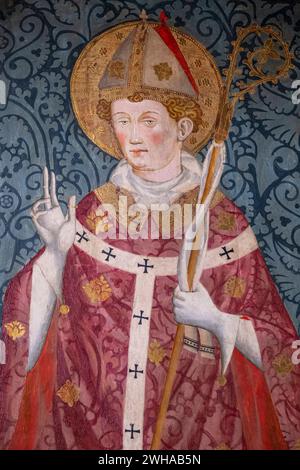 St. Nicolau als Bischof gekleidet, Gabriel Moger, 1407-1410, Tempera auf Holz, Kirche Roser Vell, Mallorca, Spanien Stockfoto