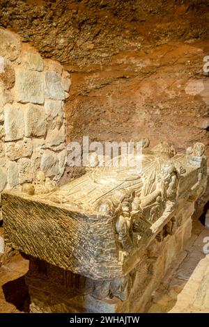 Cenotaph von San Millán. 12. Jahrhundert, Kloster Suso, San Millán de la Cogolla, La Rioja, Spanien Stockfoto