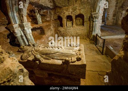 Cenotaph von San Millán. 12. Jahrhundert, Kloster Suso, San Millán de la Cogolla, La Rioja, Spanien Stockfoto