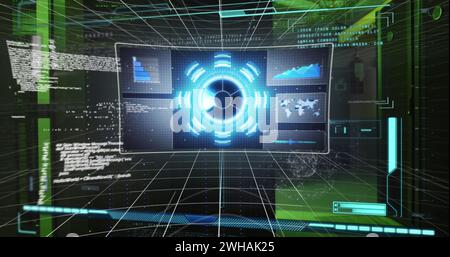 Abbildung: Datenverarbeitung über Bildschirme berechnen Stockfoto