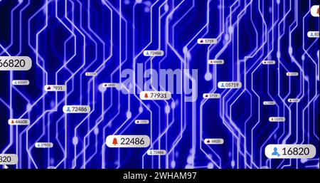 Abbildung: Mediensymbole über das Netzwerk von Verbindungen Stockfoto