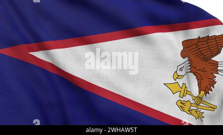 Hohe detaillierte Flagge von Amerikanisch-Samoa. Nationalflagge von Amerikanisch-Samoa. 3D-Abbildung. Stockfoto