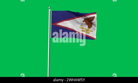 Hohe detaillierte Flagge von Amerikanisch-Samoa. Nationalflagge von Amerikanisch-Samoa. 3D-Abbildung. Stockfoto