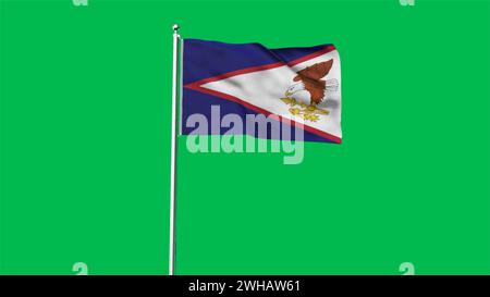 Hohe detaillierte Flagge von Amerikanisch-Samoa. Nationalflagge von Amerikanisch-Samoa. 3D-Abbildung. Stockfoto