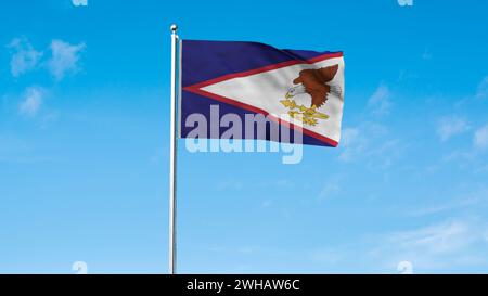 Hohe detaillierte Flagge von Amerikanisch-Samoa. Nationalflagge von Amerikanisch-Samoa. 3D-Abbildung. Stockfoto