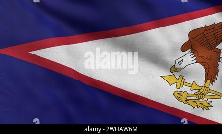 Hohe detaillierte Flagge von Amerikanisch-Samoa. Nationalflagge von Amerikanisch-Samoa. 3D-Abbildung. Stockfoto