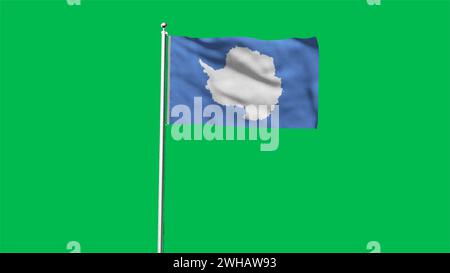 Hochdetaillierte Flagge der Antarktis. Nationale Antarktis-Flagge. 3D-Abbildung. Stockfoto