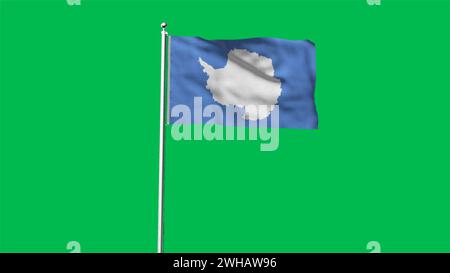 Hochdetaillierte Flagge der Antarktis. Nationale Antarktis-Flagge. 3D-Abbildung. Stockfoto