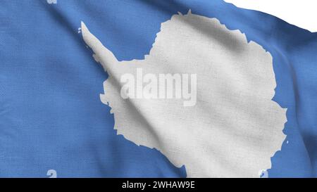 Hochdetaillierte Flagge der Antarktis. Nationale Antarktis-Flagge. 3D-Abbildung. Stockfoto