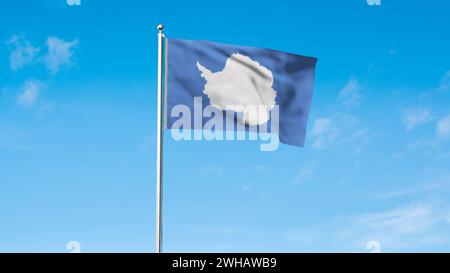 Hochdetaillierte Flagge der Antarktis. Nationale Antarktis-Flagge. 3D-Abbildung. Stockfoto