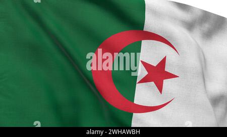 Hochdetaillierte Flagge von Algerien. Algerische Nationalflagge. Afrika. 3D-Rendering. Stockfoto