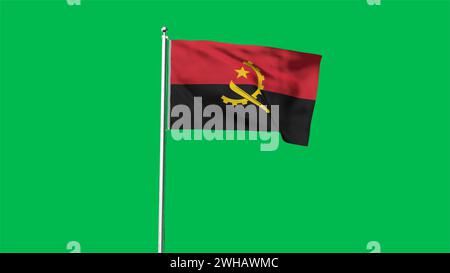 Hochdetaillierte Flagge von Angola. Nationale Flagge Angolas. Afrika. 3D-Abbildung. Stockfoto