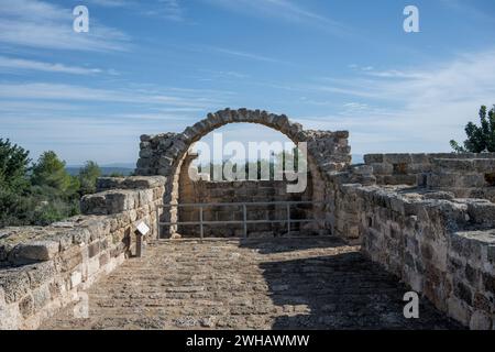 Überreste von Mansur el-Aqeb mit drei unterschiedlichen Zeitperioden: A. Zweiter Tempel (1. Jahrhundert n. Chr.) Ein Bauernhof, der einer jüdischen Familie B. Byzan gehörte Stockfoto