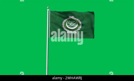 Hohe detaillierte Flagge der Arabischen Liga. Flagge der Arabischen Nationalliga. Asien. 3D-Abbildung. Stockfoto