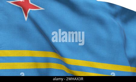 Hohe detaillierte Flagge von Aruba. Nationalflagge Aruba. Südamerika. 3D-Abbildung. Stockfoto