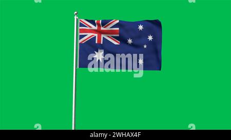 Detaillierte Flagge von Australien. Australische Nationalflagge. Ozeanien. 3D-Abbildung. Stockfoto