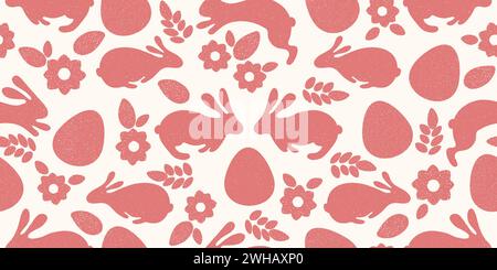 Osterhasen und Eier strukturierte nahtlose Muster Vektor-Illustration Stock Vektor