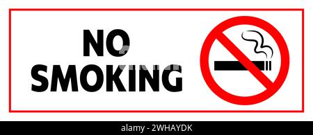 Schwarz und rot singen „No Smoking“ mit Text. Stopp-Zigarettensymbol. Vektorabbildung Stock Vektor
